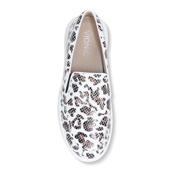 Vionic DINORA Leopard Print Grid Patent Platform Slip On Orthotic Sneakers - Picture 2 of 16